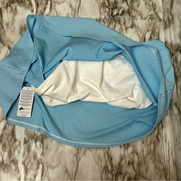 Lands End Swim Skirt Womens Sz 22 Blue And White Seersucker Bathing Suit Bottom - Picture 8 of 8